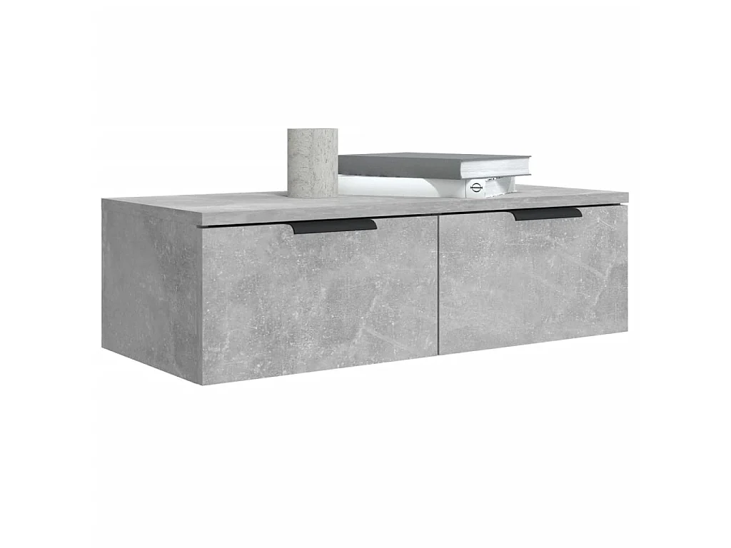 2 pcs Armoires murales Gris béton 68x30x20 cm Bois d'ingénierie OIU95494