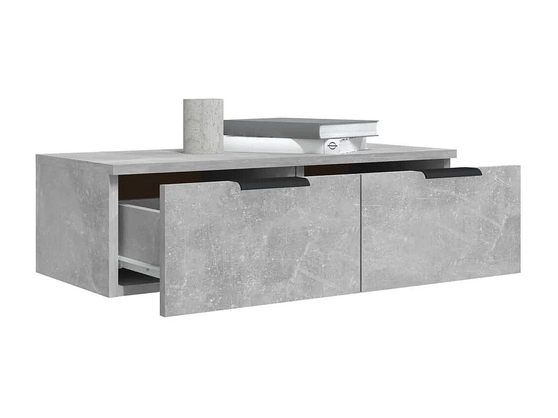 2 pcs Armoires murales Gris béton 68x30x20 cm Bois d'ingénierie OIU95494