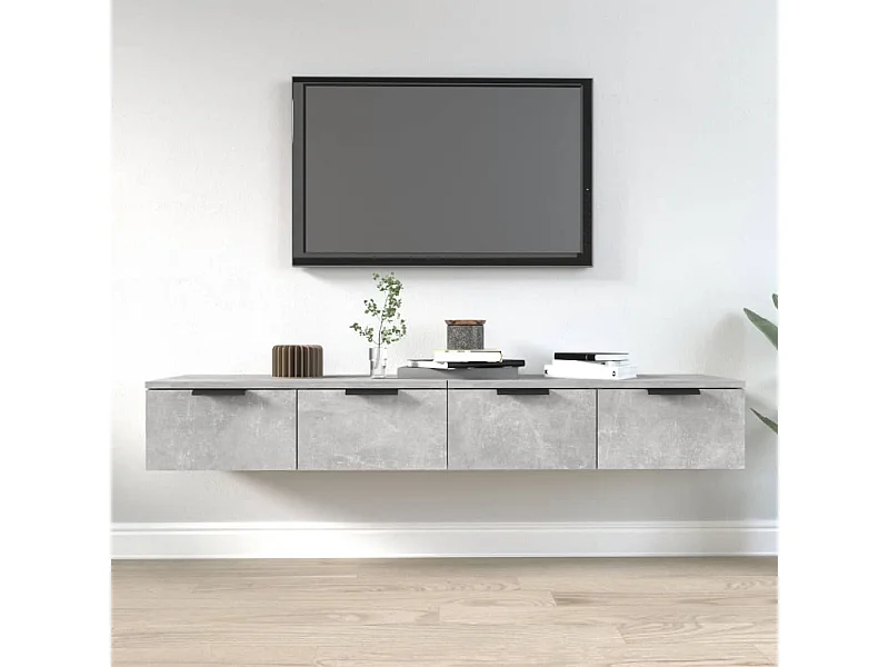 2 pcs Armoires murales Gris béton 68x30x20 cm Bois d'ingénierie OIU95494