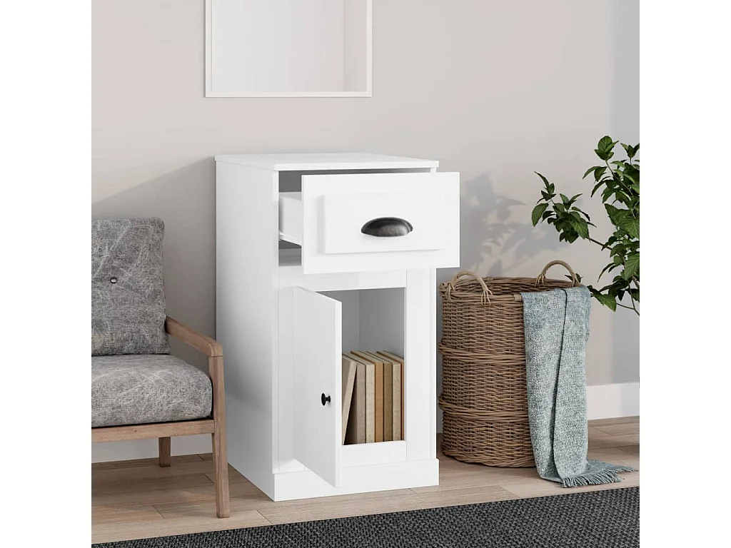 Armoire latérale avec tiroir blanc 40x50x75cm bois d'ingénierie SBC8910