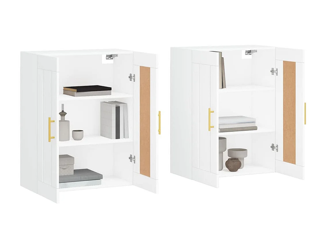 lot de 2 Armoires murales blanc bois d'ingénierie QWE14283