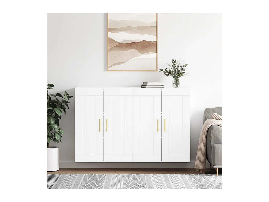 lot de 2 Armoires murales blanc bois d'ingénierie QWE14283