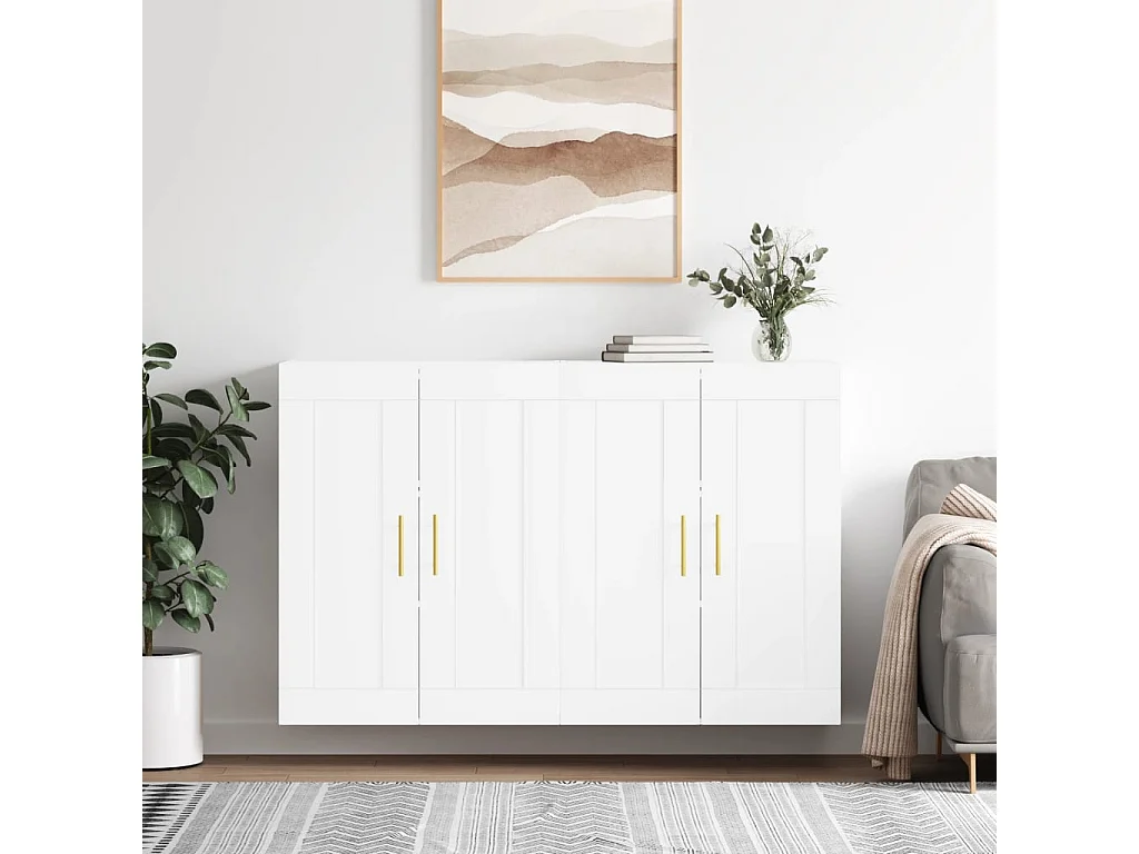 Móveis de parede 2 pcs derivados de madeira branco PT971287