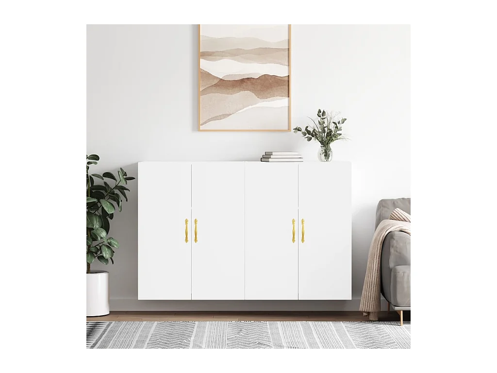 2 pcs Armoires murales blanc 69,5x34x90 cm OIU56243