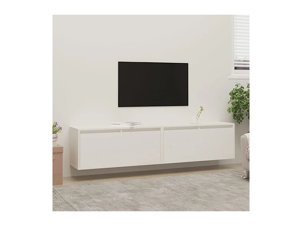 Armoires murales 2 pcs Blanc 80x30x35 cm Bois de pin massif OLA1379