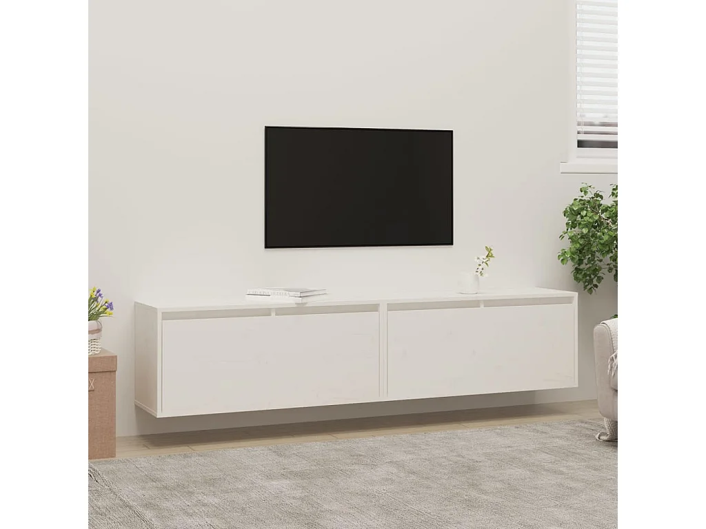 Armoires murales 2 pcs Blanc 80x30x35 cm Bois de pin massif OLA1379