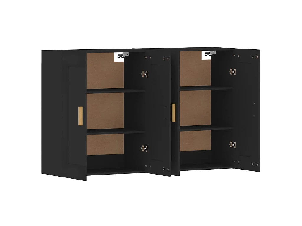 Móveis de parede 2 pcs derivados de madeira preto PT986856