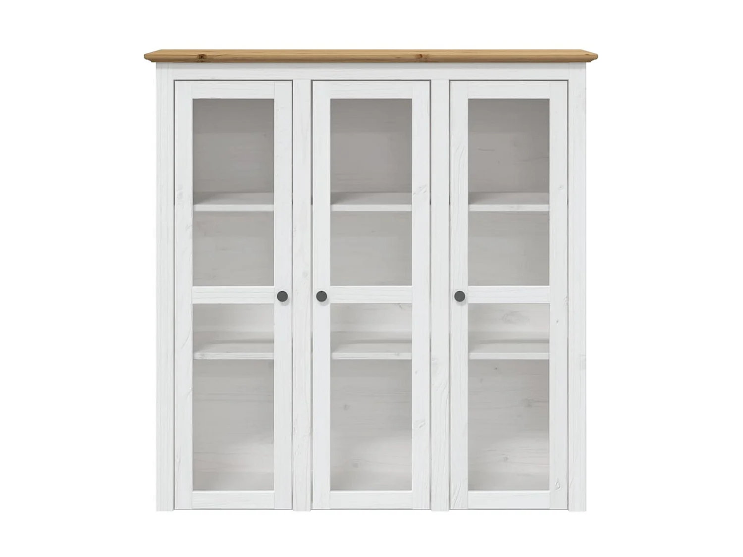 Armoire avec portes vitrées BODO blanc marron bois pin massif QWE90775