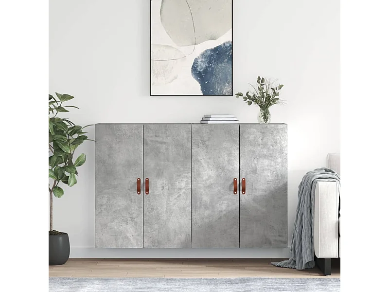 Armario de pared 2 unidades gris hormigón 69,5x34x90 cm ES782312