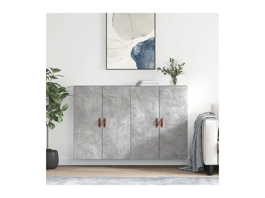 Armario de pared 2 unidades gris hormigón 69,5x34x90 cm ES782312