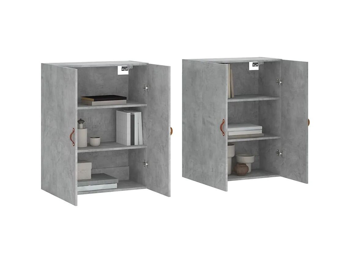 Armario de pared 2 unidades gris hormigón 69,5x34x90 cm ES782312