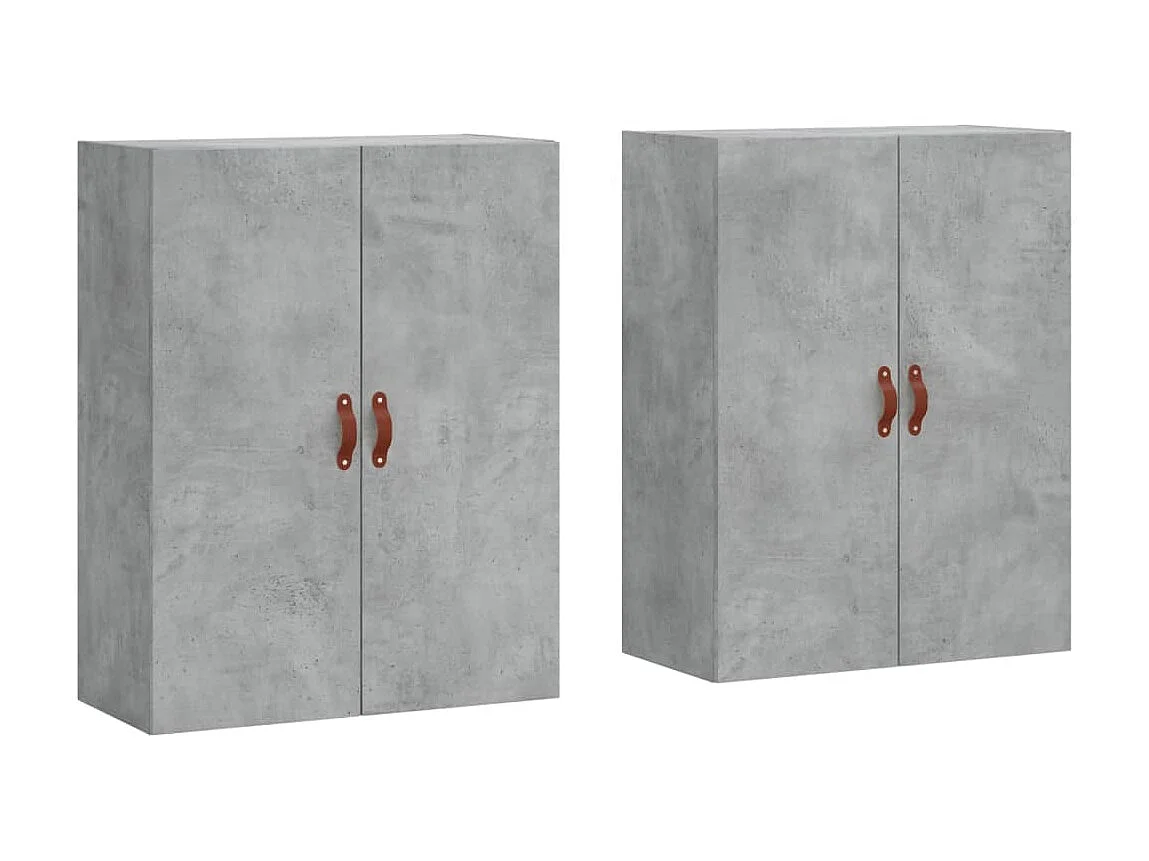 2 pcs Armoires murales gris béton 69,5x34x90 cm OIU76392