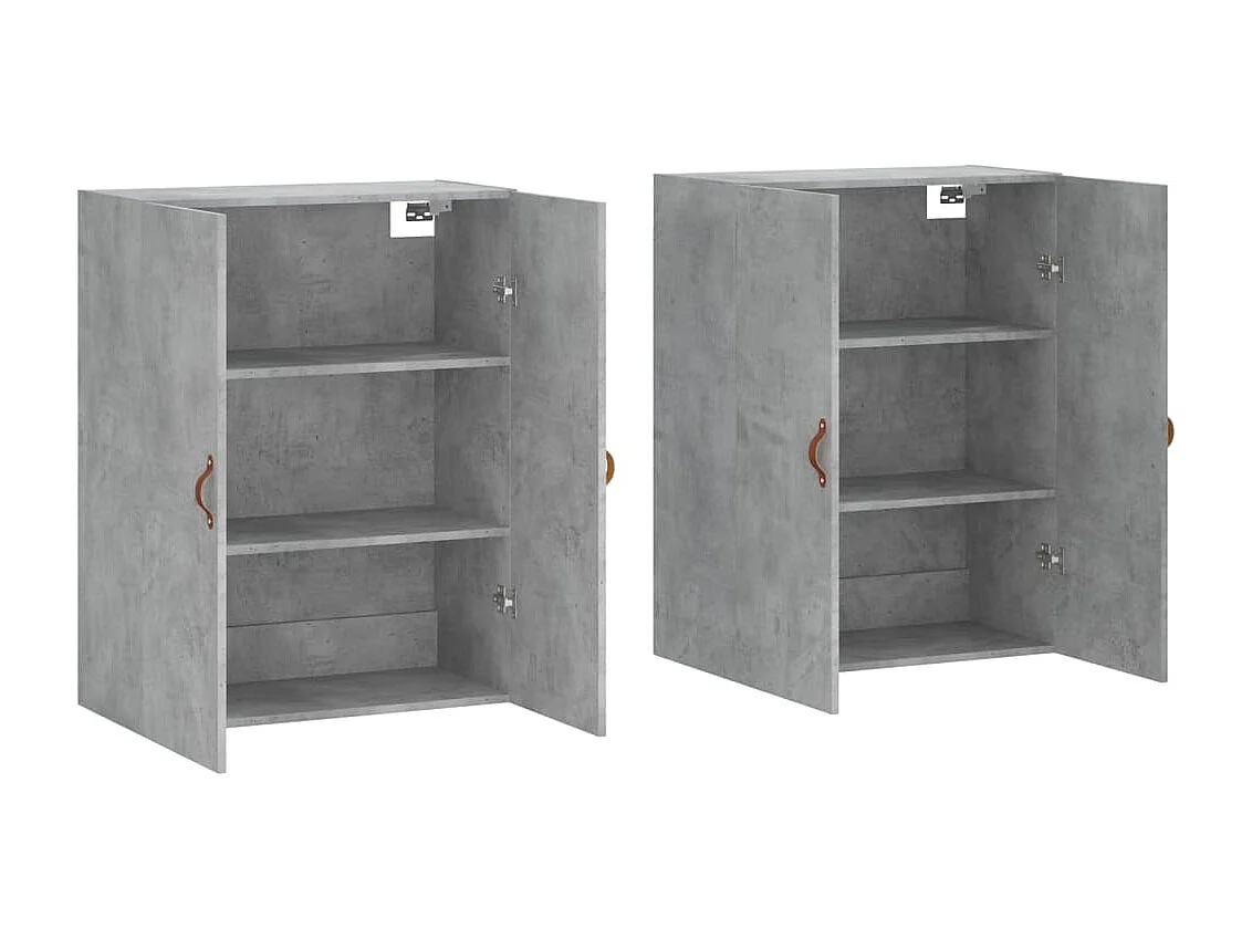 2 pcs Armoires murales gris béton 69,5x34x90 cm OIU76392