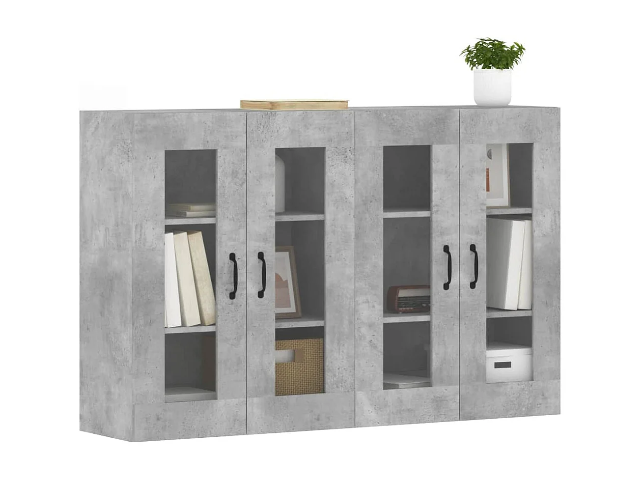 2 pcs Armoires murales gris béton bois d'ingénierie OIU18766