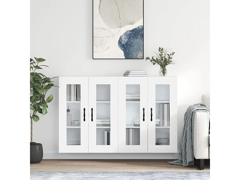 Móveis de parede 2 pcs derivados de madeira branco PT799802