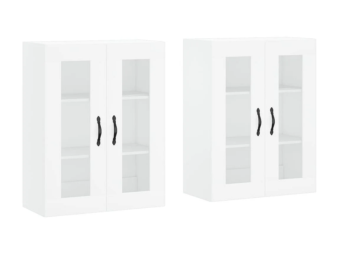 lot de 2 Armoires murales blanc bois d'ingénierie QWE20569