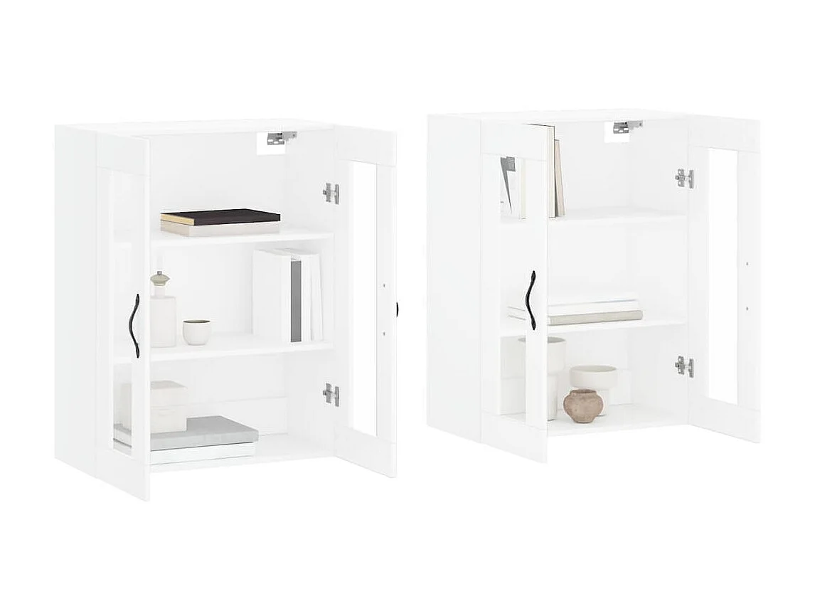 lot de 2 Armoires murales blanc bois d'ingénierie QWE20569