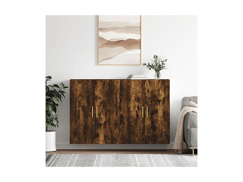 2 pcs Armoires murales chêne fumé 69,5x34x90 cm OIU95752