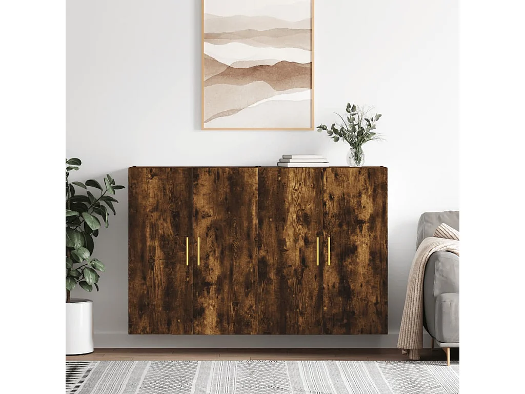 2 pcs Armoires murales chêne fumé 69,5x34x90 cm OIU95752