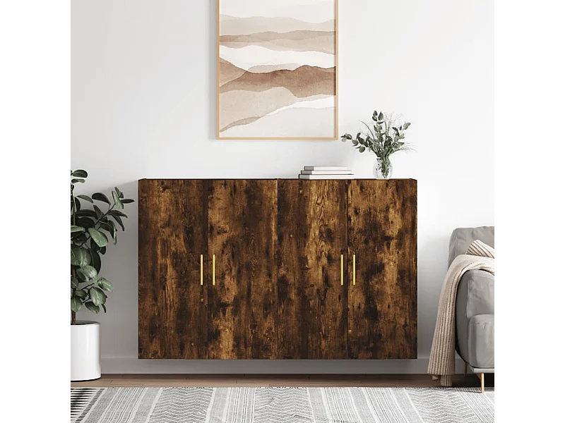 2 pcs Armoires murales chêne fumé 69,5x34x90 cm OIU95752