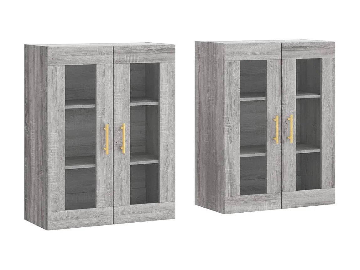 lot de 2 Armoires murales sonoma gris bois d'ingénierie QWE18954