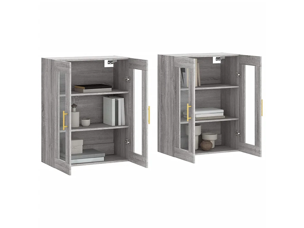lot de 2 Armoires murales sonoma gris bois d'ingénierie QWE18954