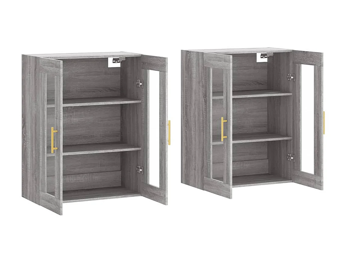 lot de 2 Armoires murales sonoma gris bois d'ingénierie QWE18954