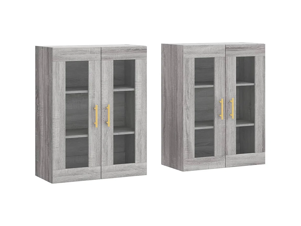 lot de 2 Armoires murales sonoma gris bois d'ingénierie QWE18954