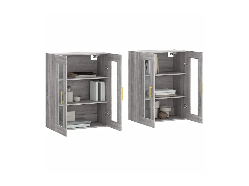 lot de 2 Armoires murales sonoma gris bois d'ingénierie QWE18954