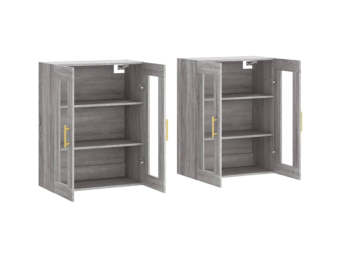 lot de 2 Armoires murales sonoma gris bois d'ingénierie QWE18954