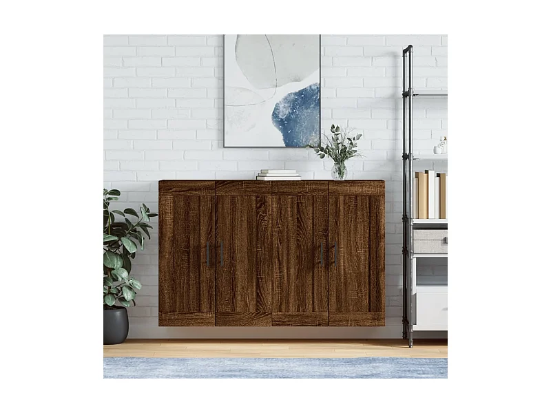 lot de 2 Armoires murales chêne marron bois d'ingénierie QWE56596