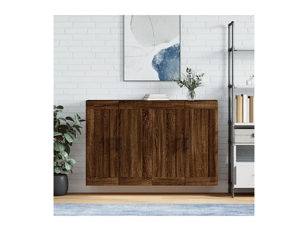 Armarios de pared 2 uds madera de ingeniería marrón roble ES370817