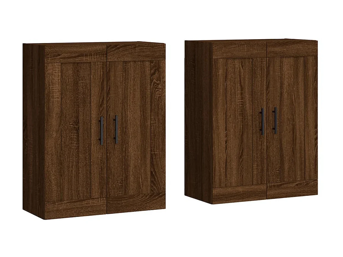lot de 2 Armoires murales chêne marron bois d'ingénierie QWE56596