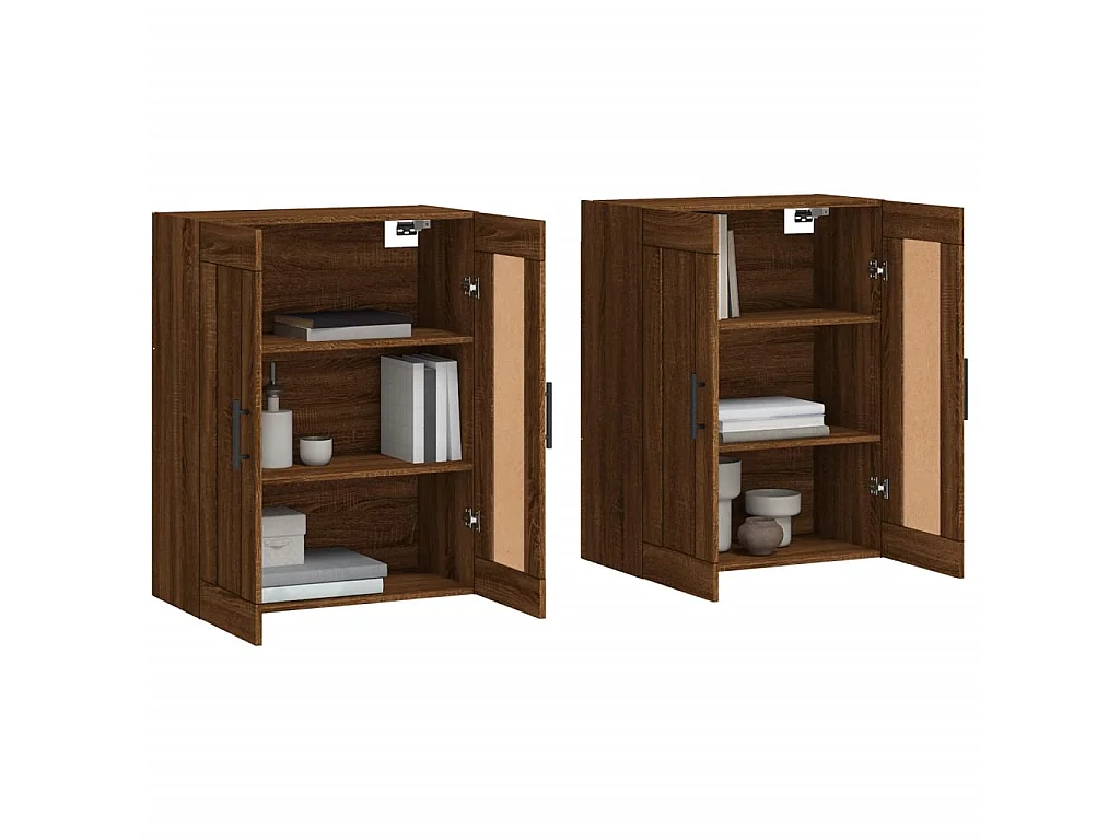 lot de 2 Armoires murales chêne marron bois d'ingénierie QWE56596