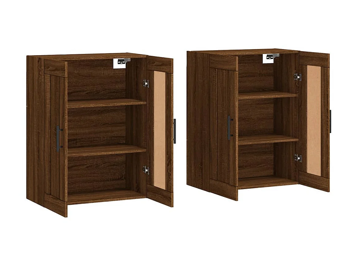 lot de 2 Armoires murales chêne marron bois d'ingénierie QWE56596