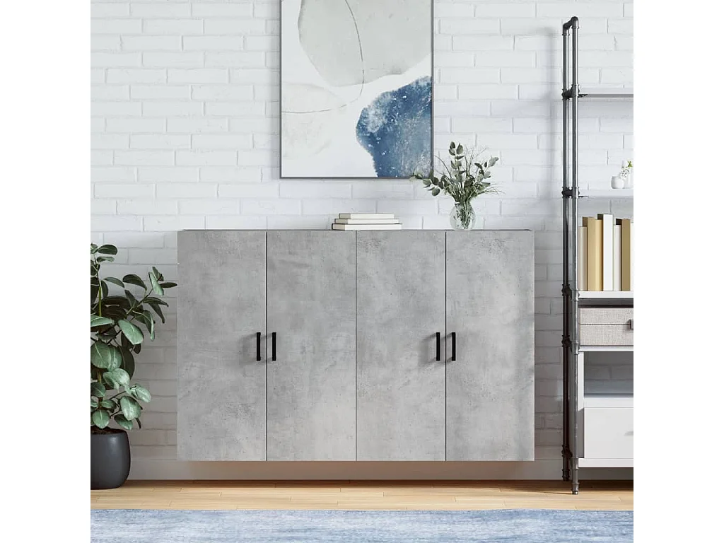 Armario de pared 2 unidades gris hormigón 69,5x34x90 cm ES260662