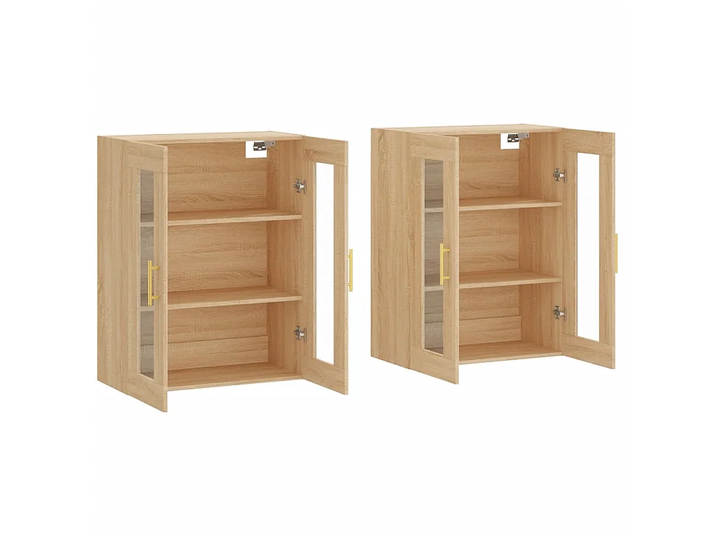 lot de 2 Armoires murales chêne sonoma bois d'ingénierie QWE26129