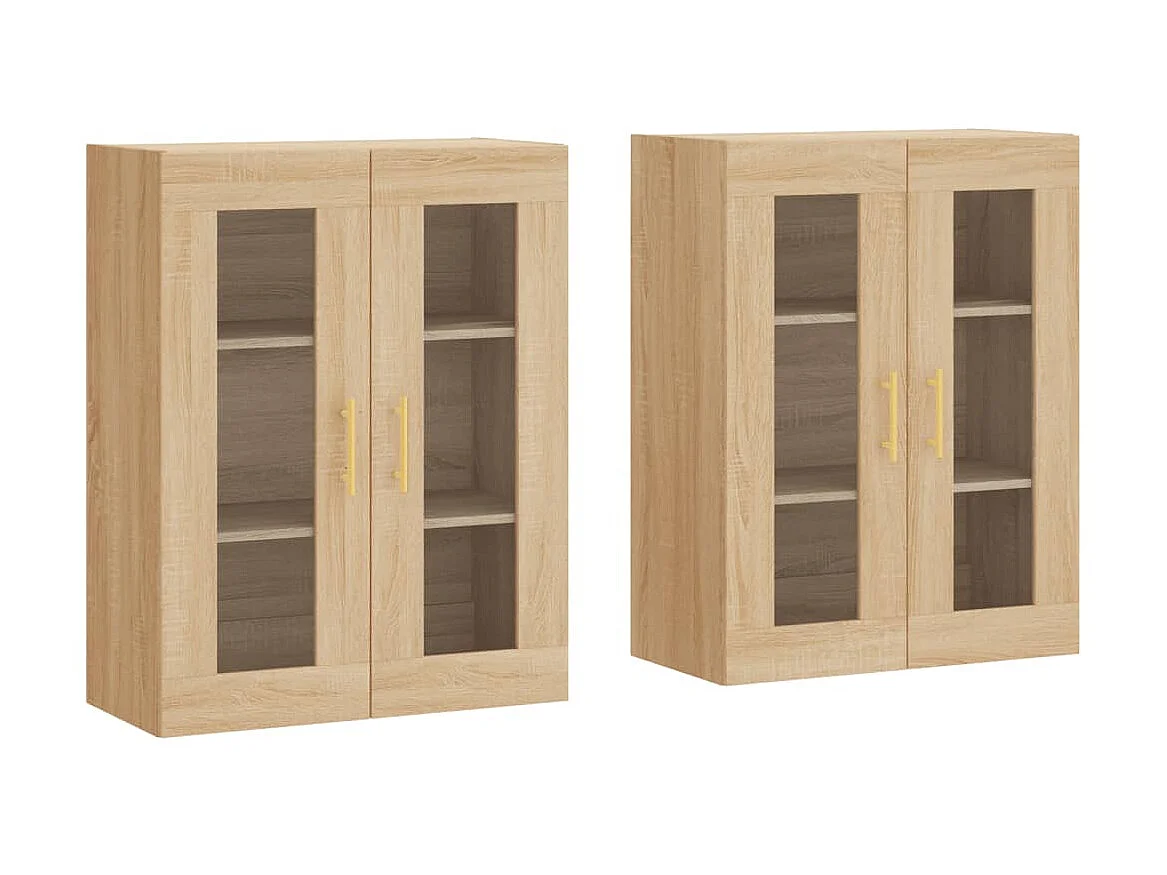lot de 2 Armoires murales chêne sonoma bois d'ingénierie QWE26129