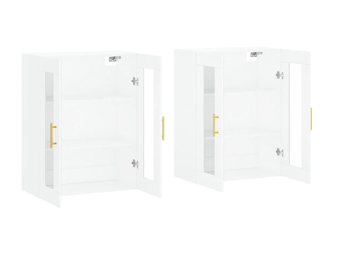 lot de 2 Armoires murales blanc bois d'ingénierie QWE58324