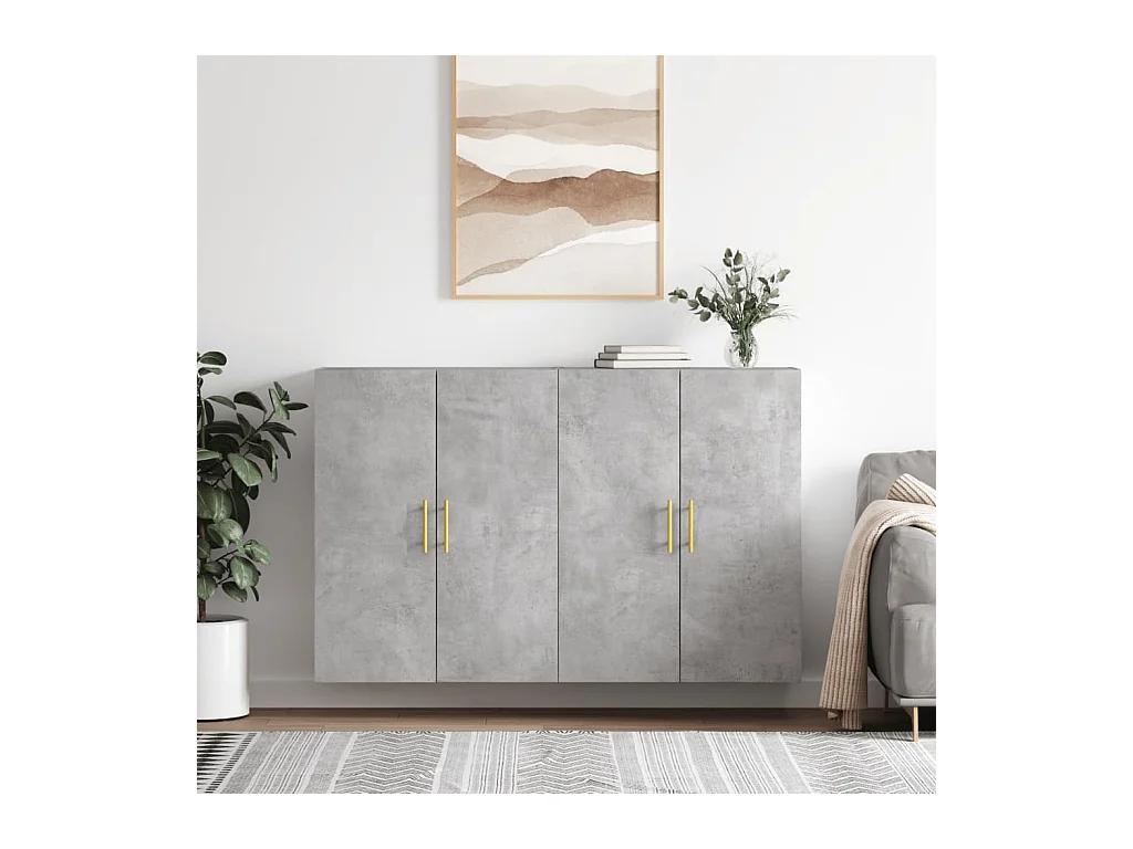 Armario de pared 2 unidades gris hormigón 69,5x34x90 cm ES643337