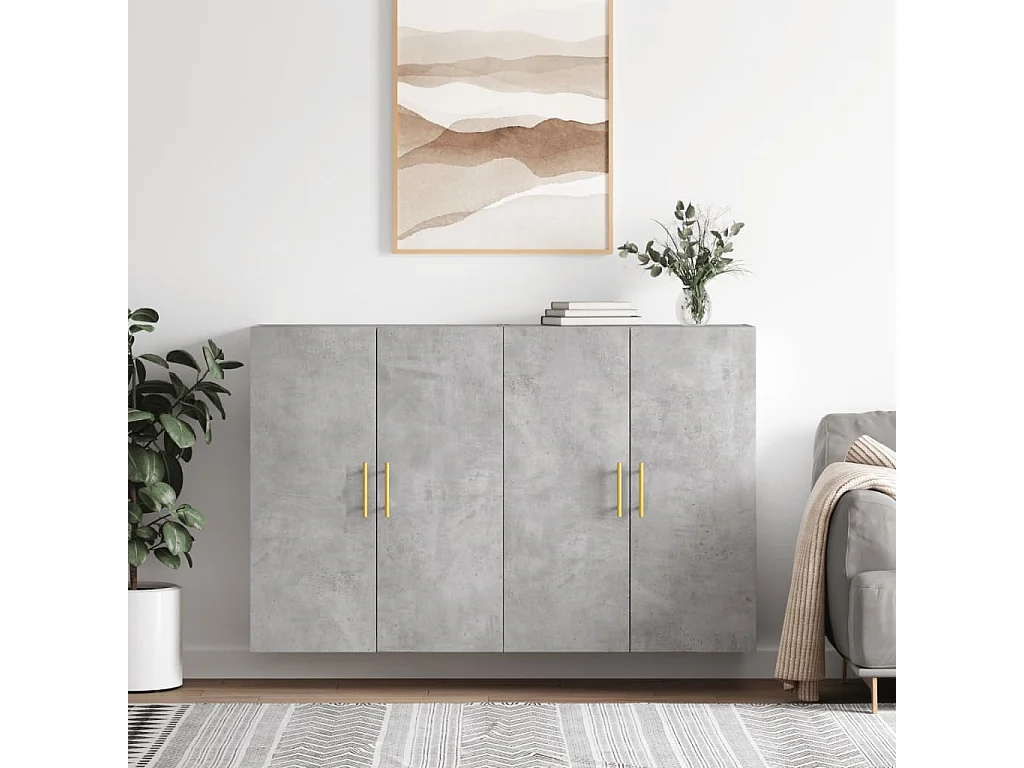 2 pcs Armoires murales gris béton 69,5x34x90 cm OIU92566