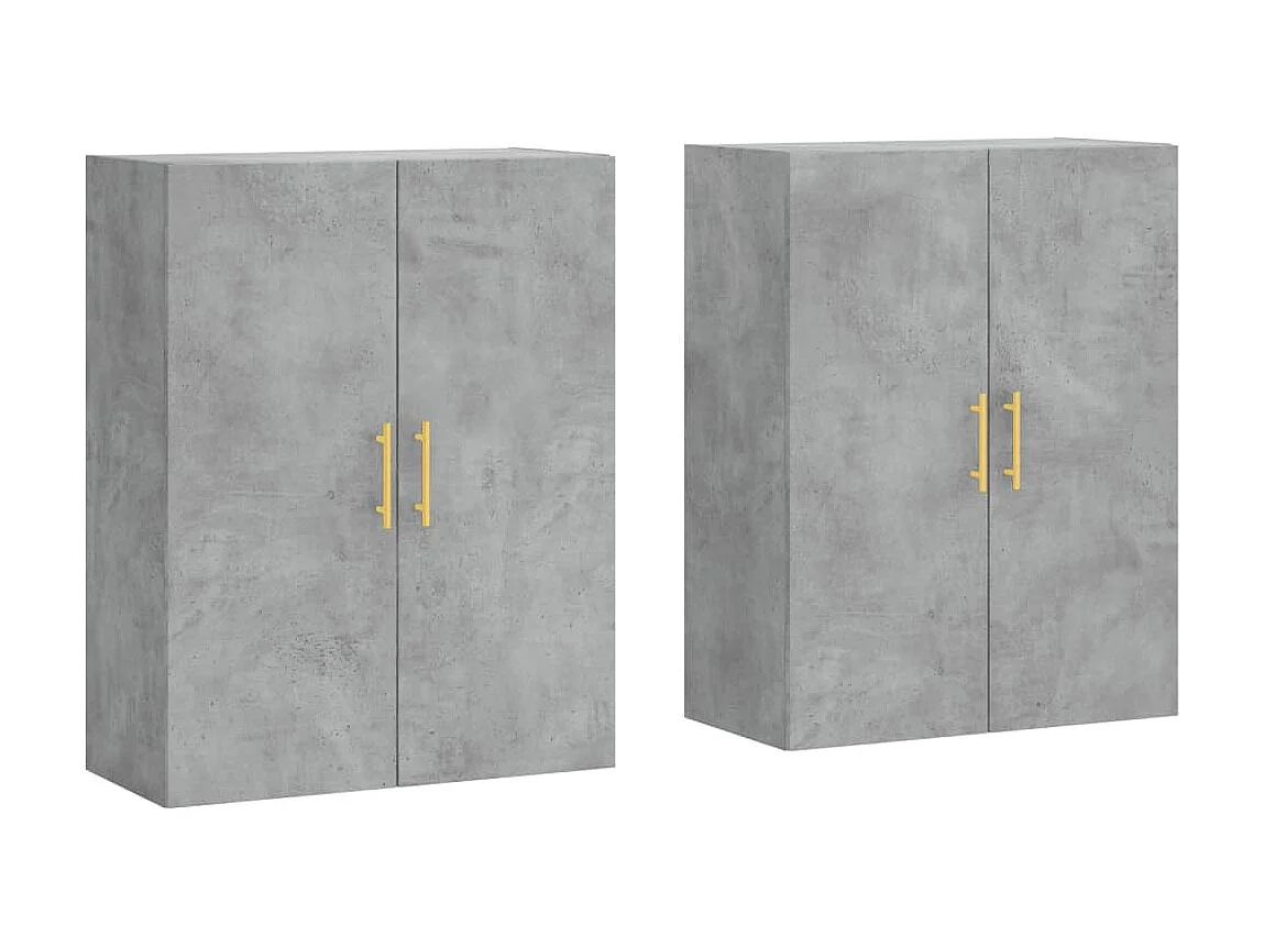 2 pcs Armoires murales gris béton 69,5x34x90 cm OIU92566
