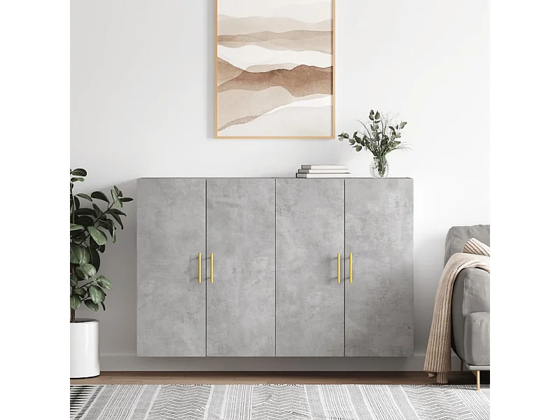 Armario de pared 2 unidades gris hormigón 69,5x34x90 cm ES643337