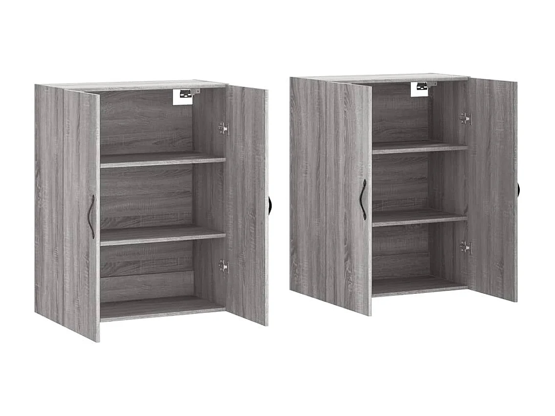 lot de 2 Armoires murales sonoma gris bois d'ingénierie QWE69710