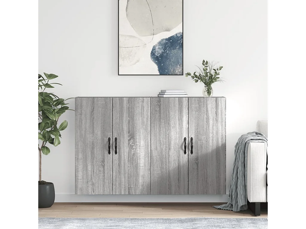 lot de 2 Armoires murales sonoma gris bois d'ingénierie QWE69710