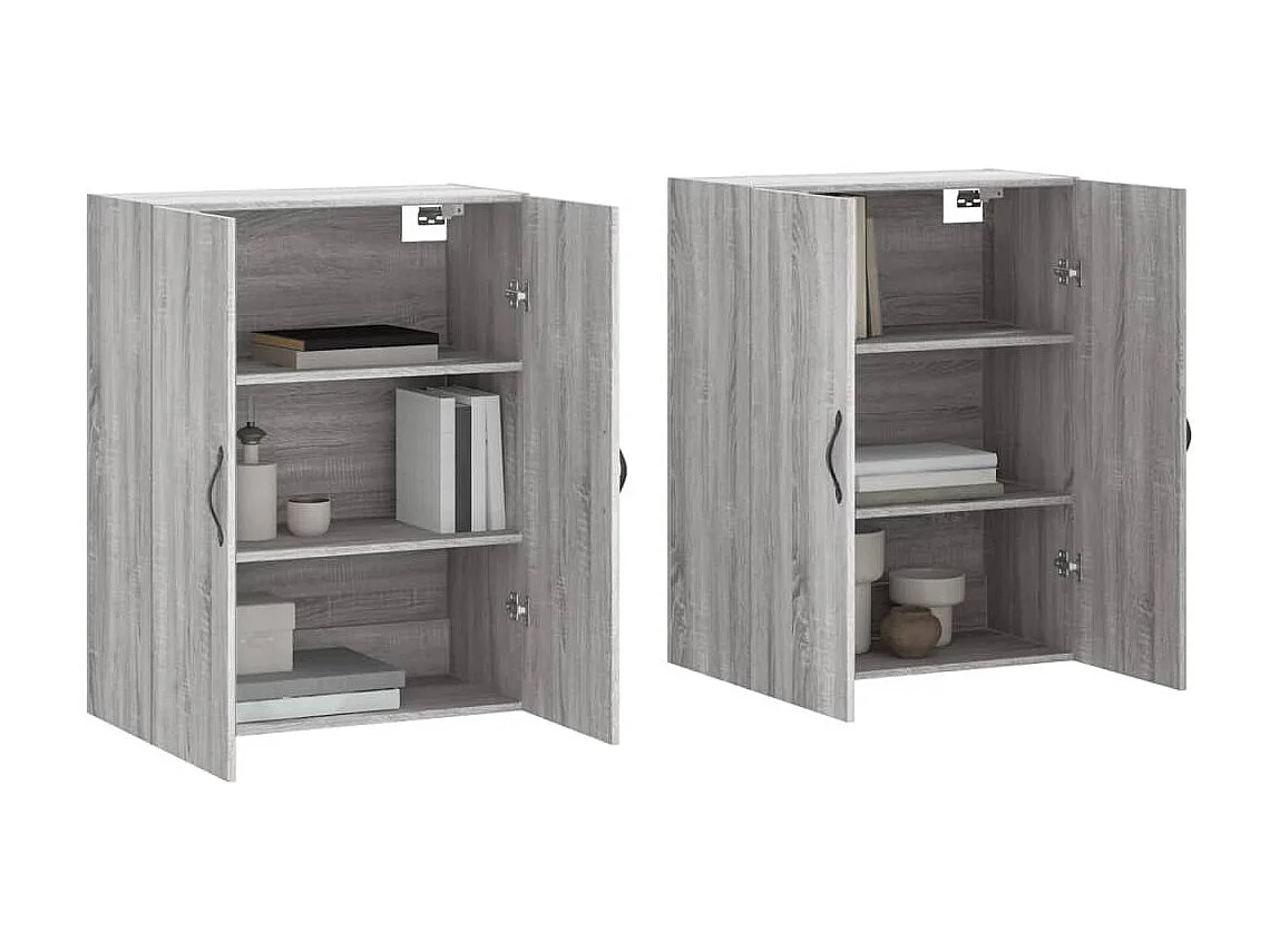 lot de 2 Armoires murales sonoma gris bois d'ingénierie QWE69710