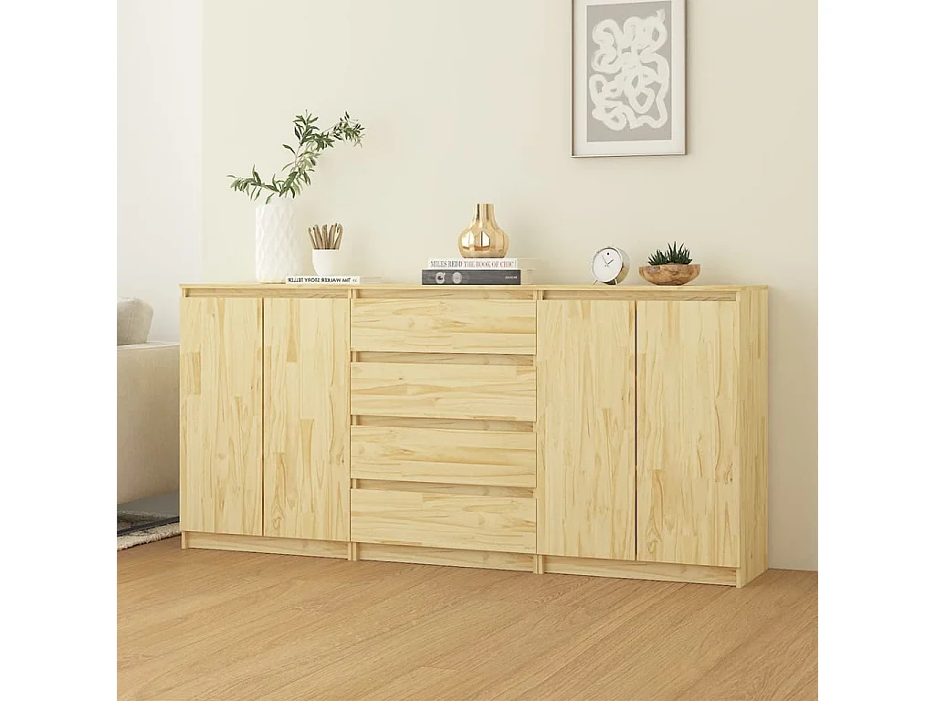 Armários de apoio 3 pcs pinho maciço PT679321