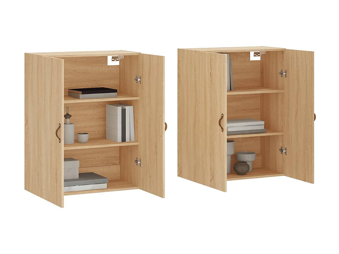 2 pcs Armoires murales chêne so69,5x34x90 cm OIU70434