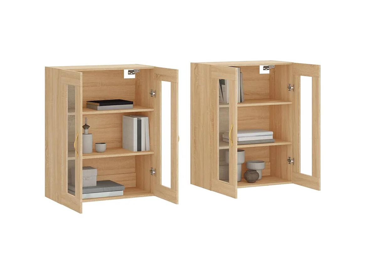 2 pcs Armoires murales chêne sobois d'ingénierie OIU80490