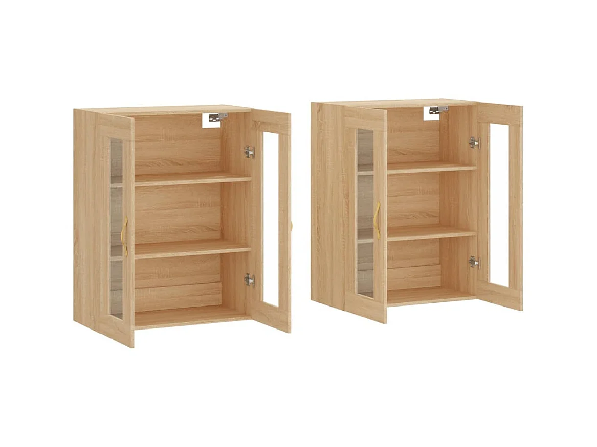2 pcs Armoires murales chêne sobois d'ingénierie OIU80490